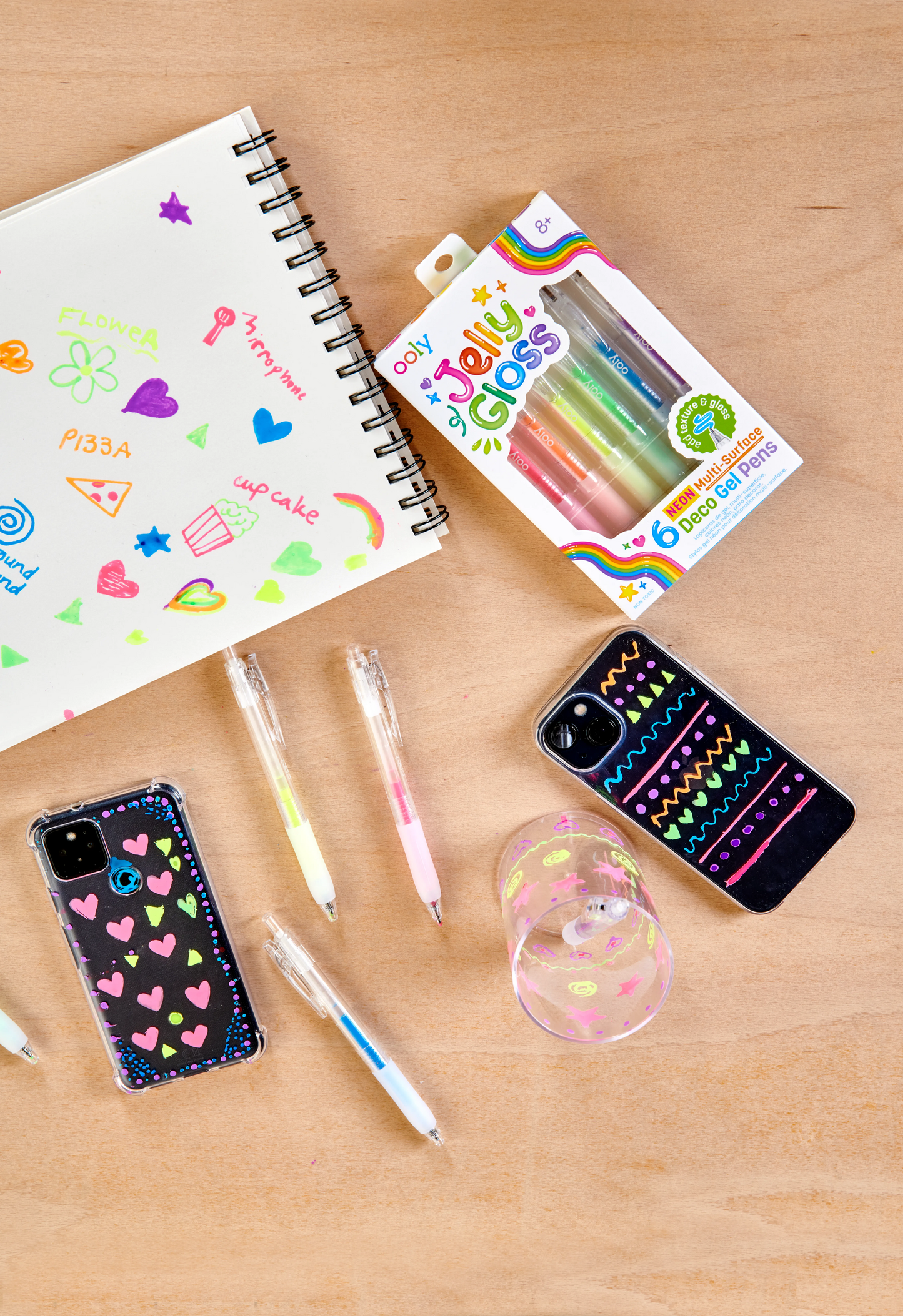 OOLY - Jelly Gloss: Neon Multi-Surface Deco. Gel Pens (Set of 6)