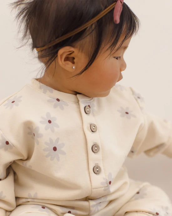 Quincy Mae - Relaxed Fleece Jumpsuit || Blue Daisy