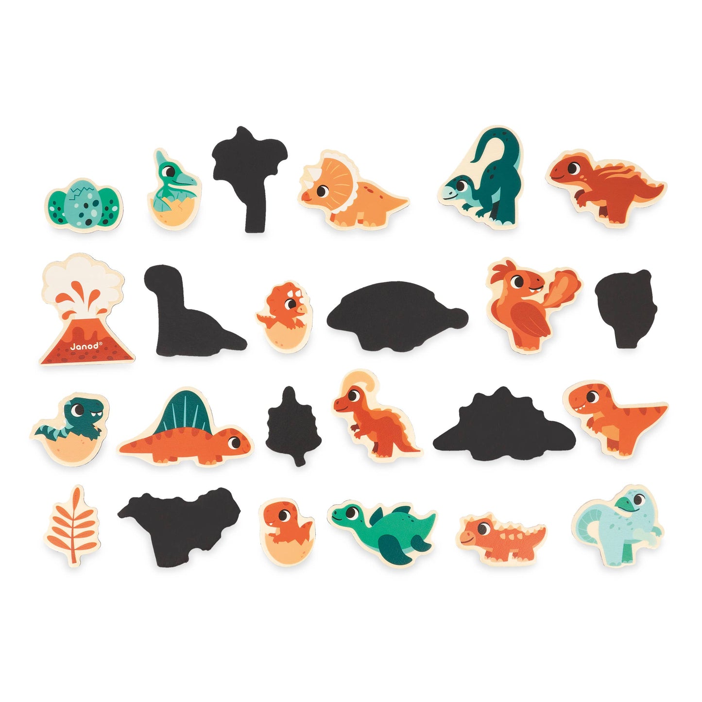 Janod - Set of Magnets - Dino - 24 Pieces