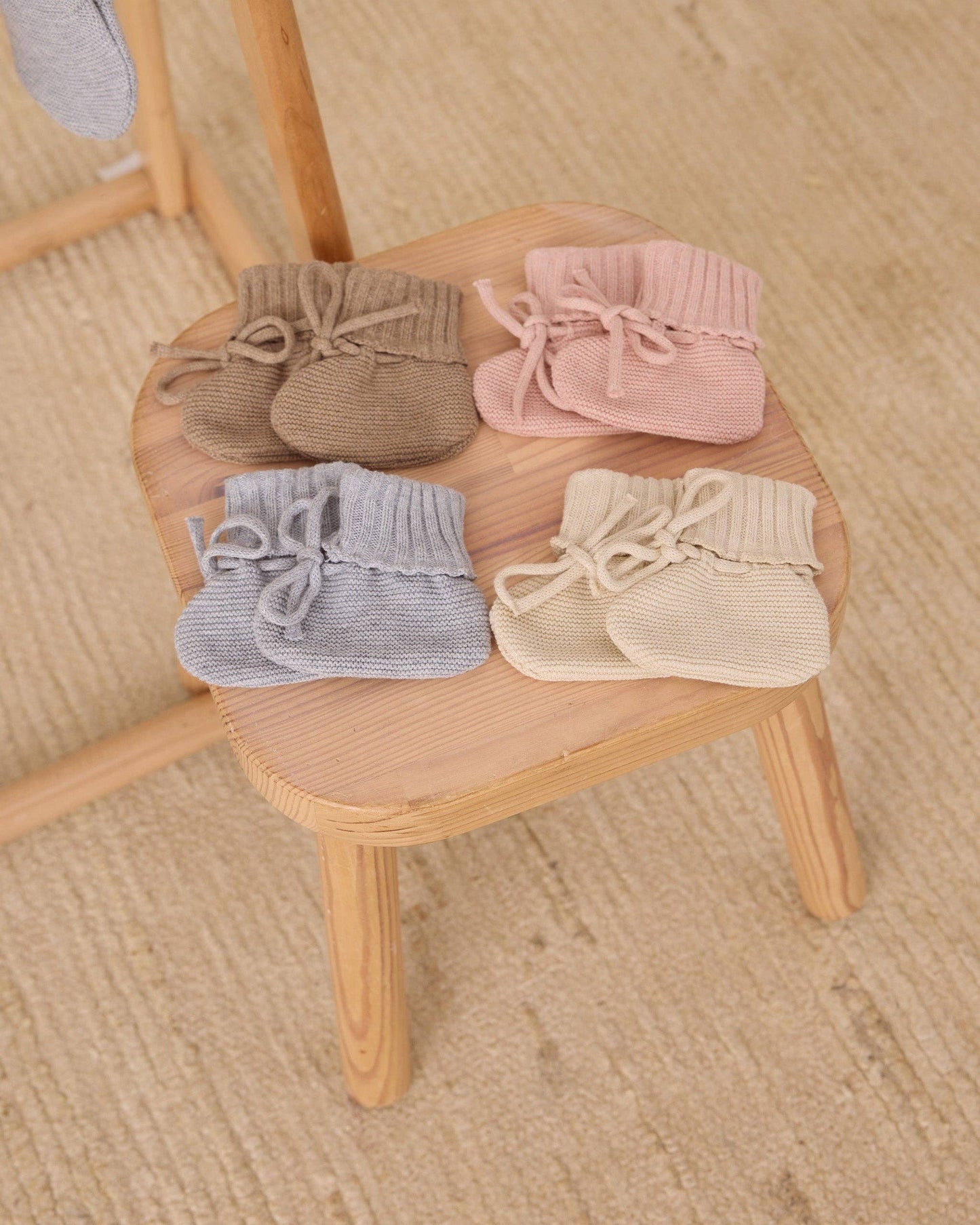 Quincy Mae - Knit Booties - Heathered Dusty Blue