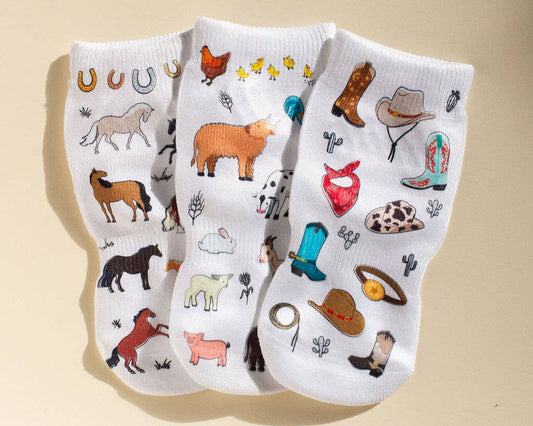 Squid Socks - Cowboy - Baby Socks / Kids Socks with Non-Slip Silicone