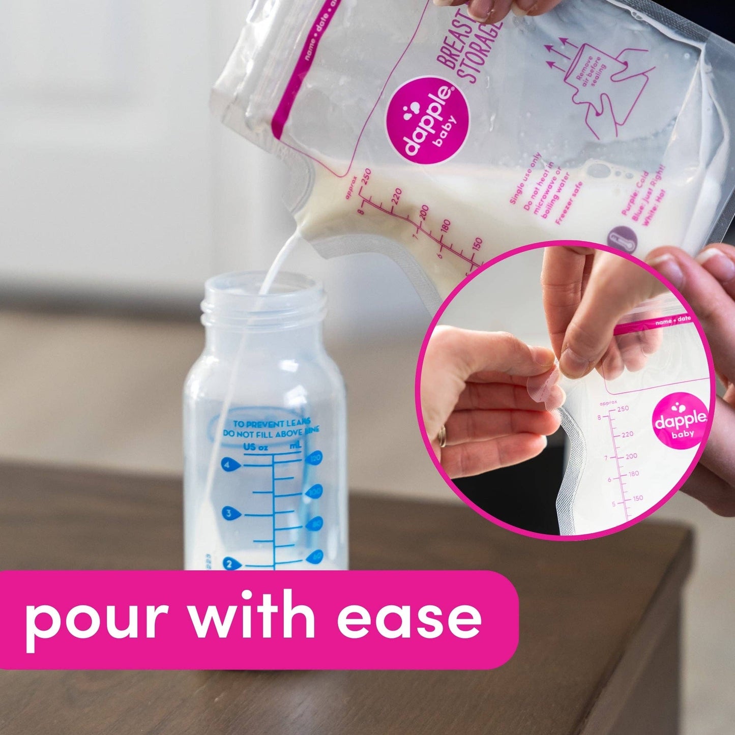 Dapple Baby - Breast Milk Storage Easy Pour Bags, 50ct