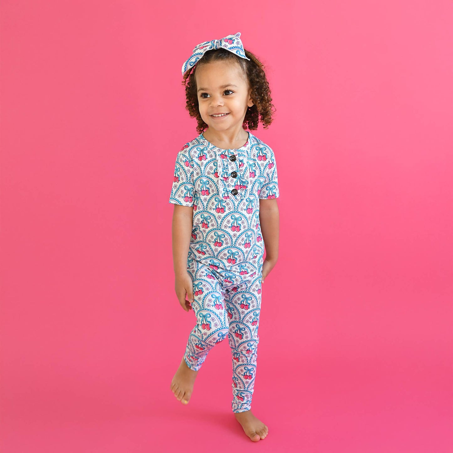 Gigi and Max - Cherry Ruffle Two Piece Bamboo Cherry Lounge Set