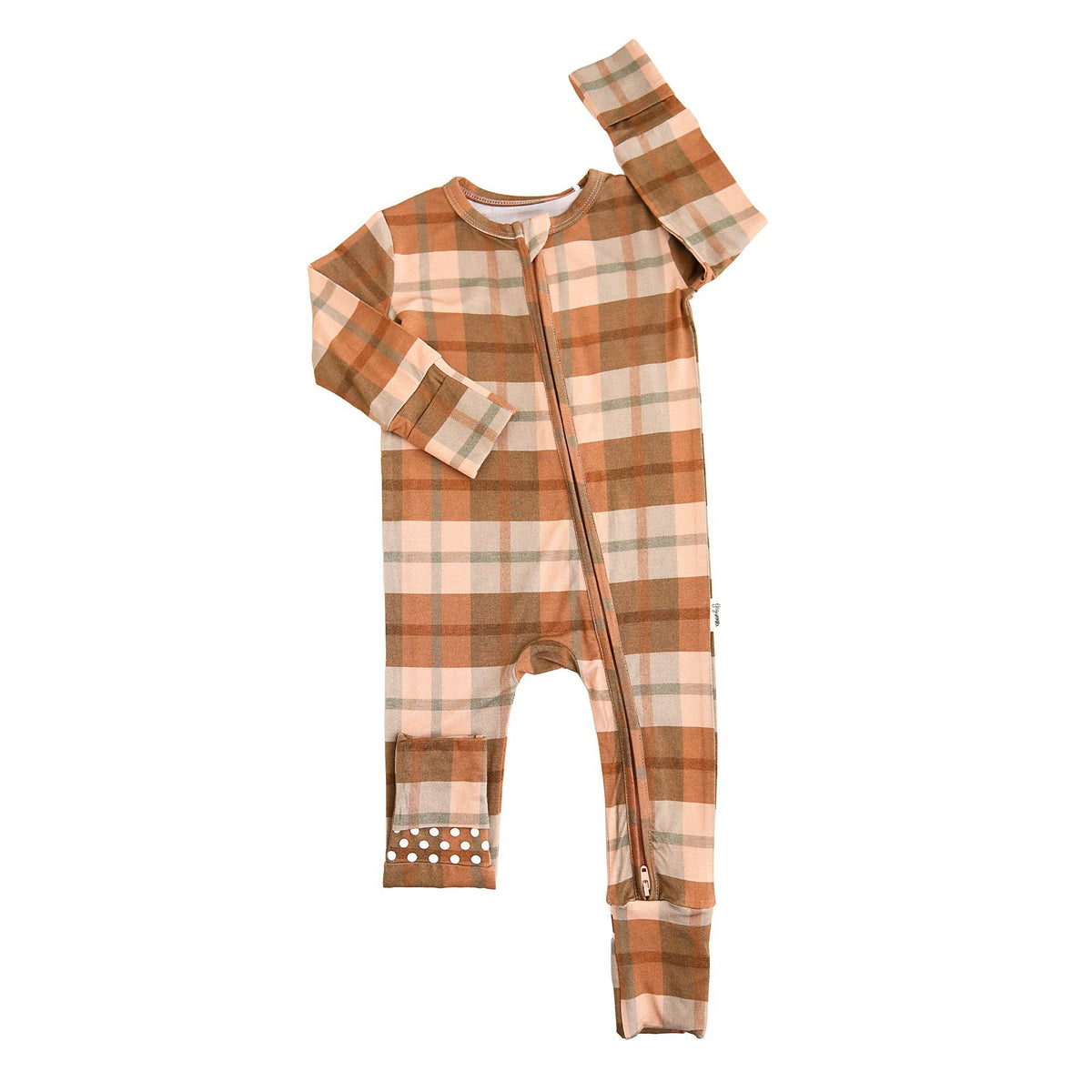 Gigi and Max - Asher Zip Bamboo Plaid Convertible Romper PJ
