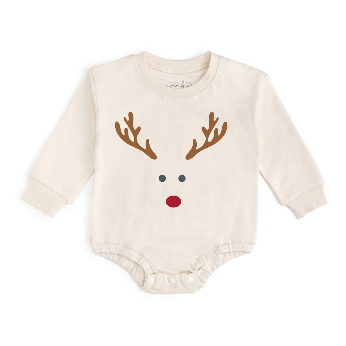 Sweet Wink - Red Nose Reindeer Christmas Long Sleeve Romper