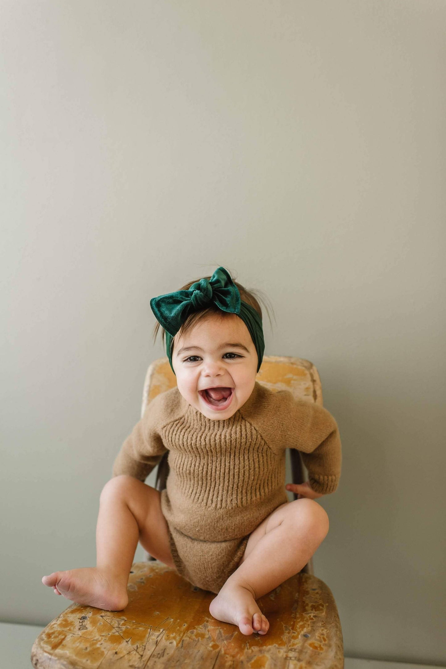 Baby Bling Bows - VELVET KNOT: forest green