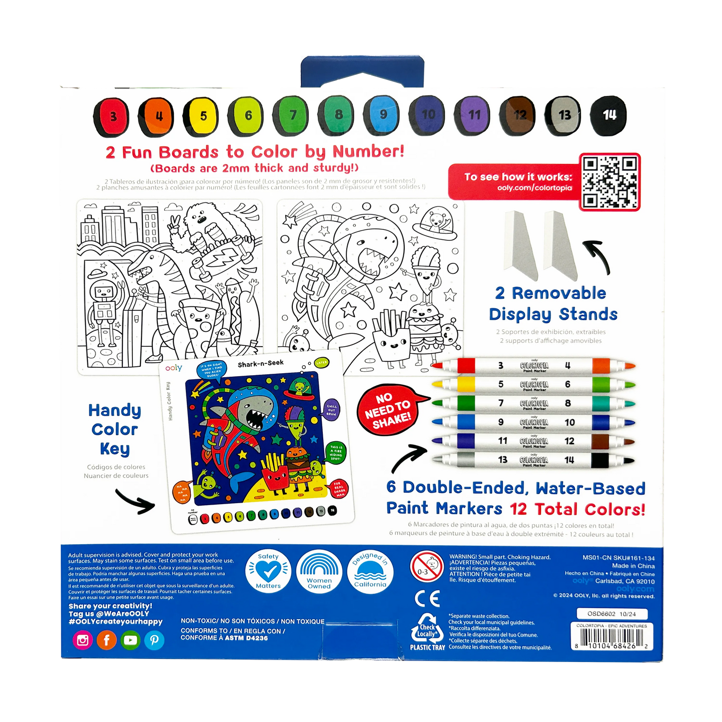 OOLY - Colortopia: Paint Marker By Number Kit - Epic Adventures