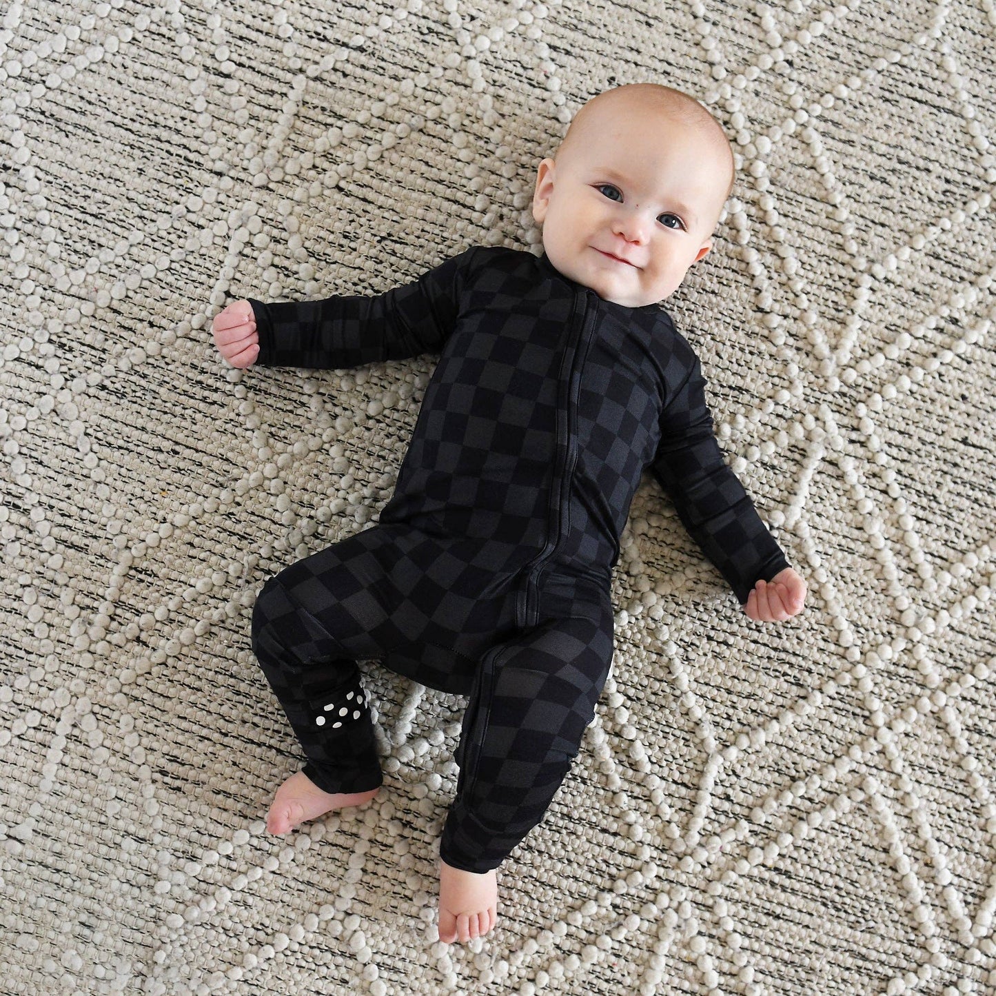 Gigi and Max - Frankie ZIP Checks Bamboo Romper PJ