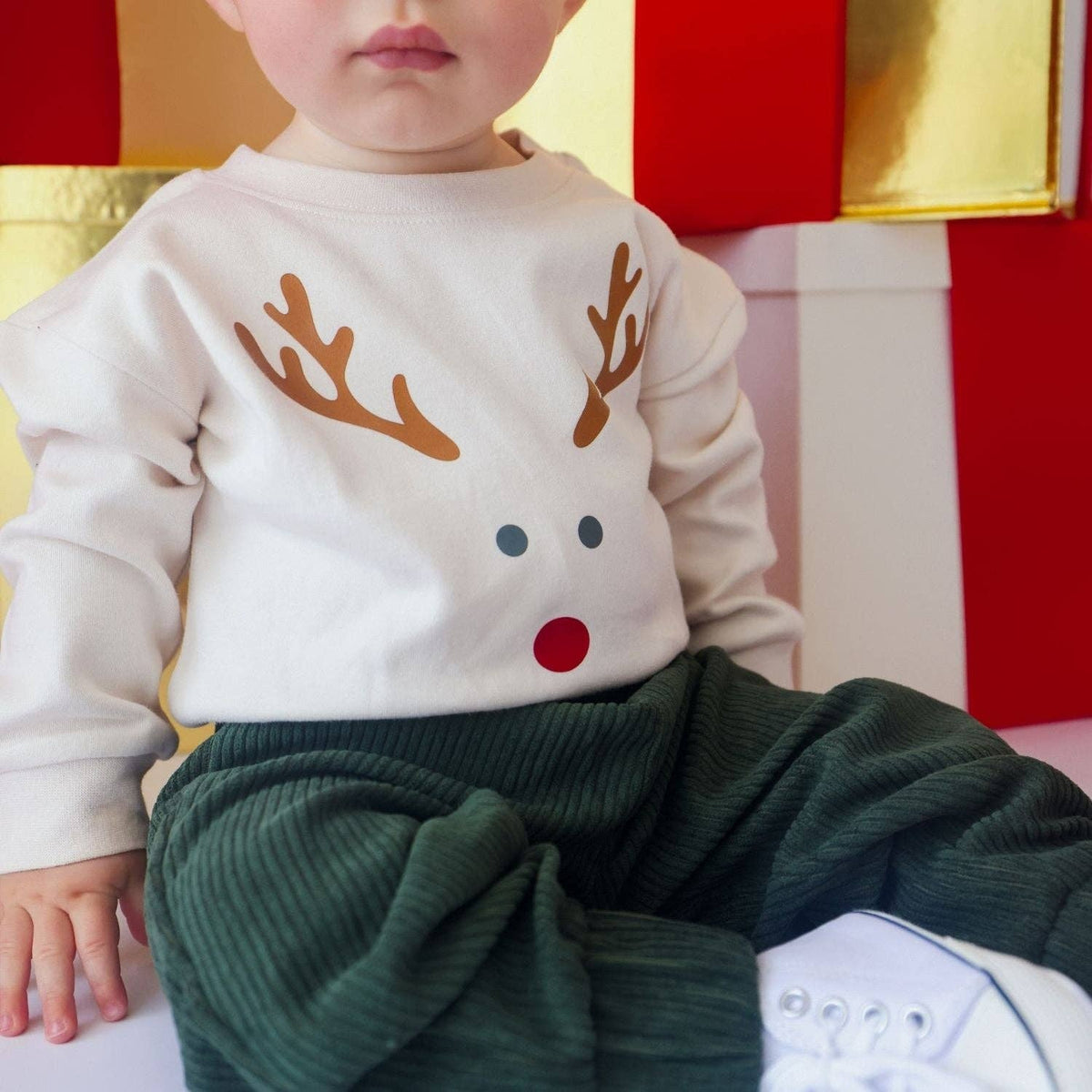 Sweet Wink - Red Nose Reindeer Christmas Long Sleeve Romper