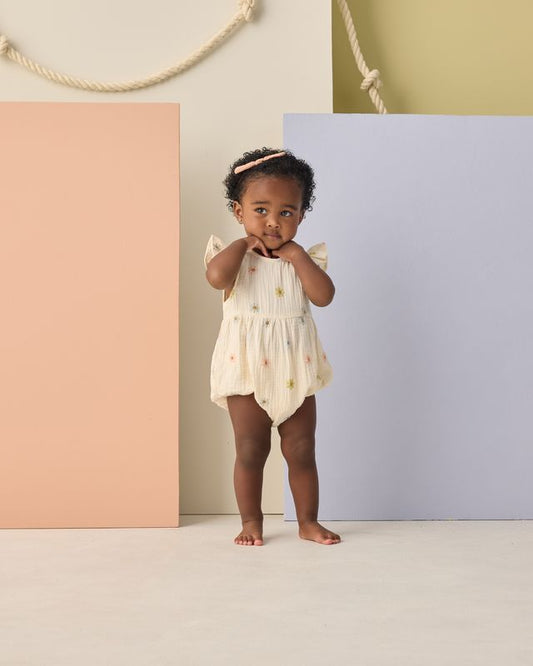 Rylee + Cru - Amelia Romper || Embroidered Daisies