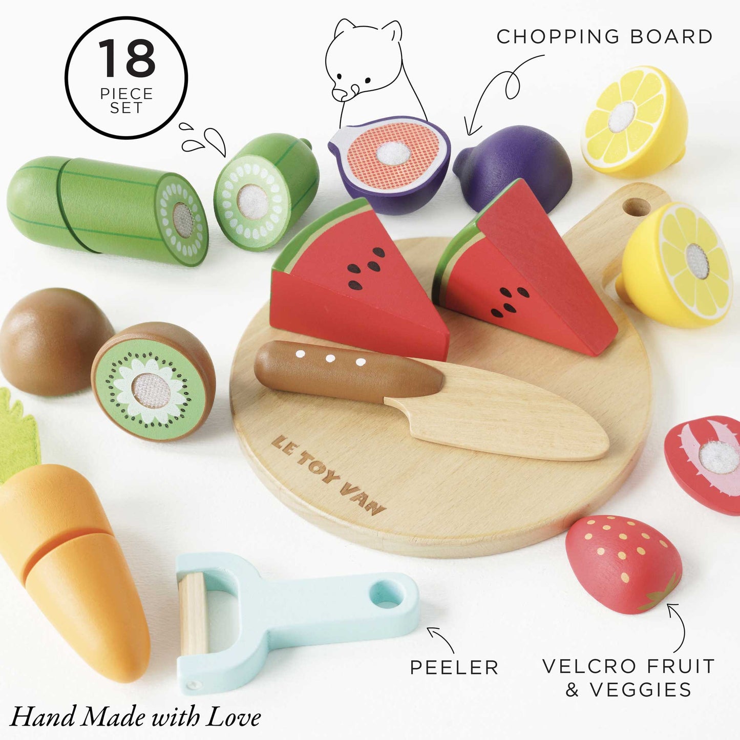 Le Toy Van, Inc. - Wooden Chopping Board & Sliceable Play Food