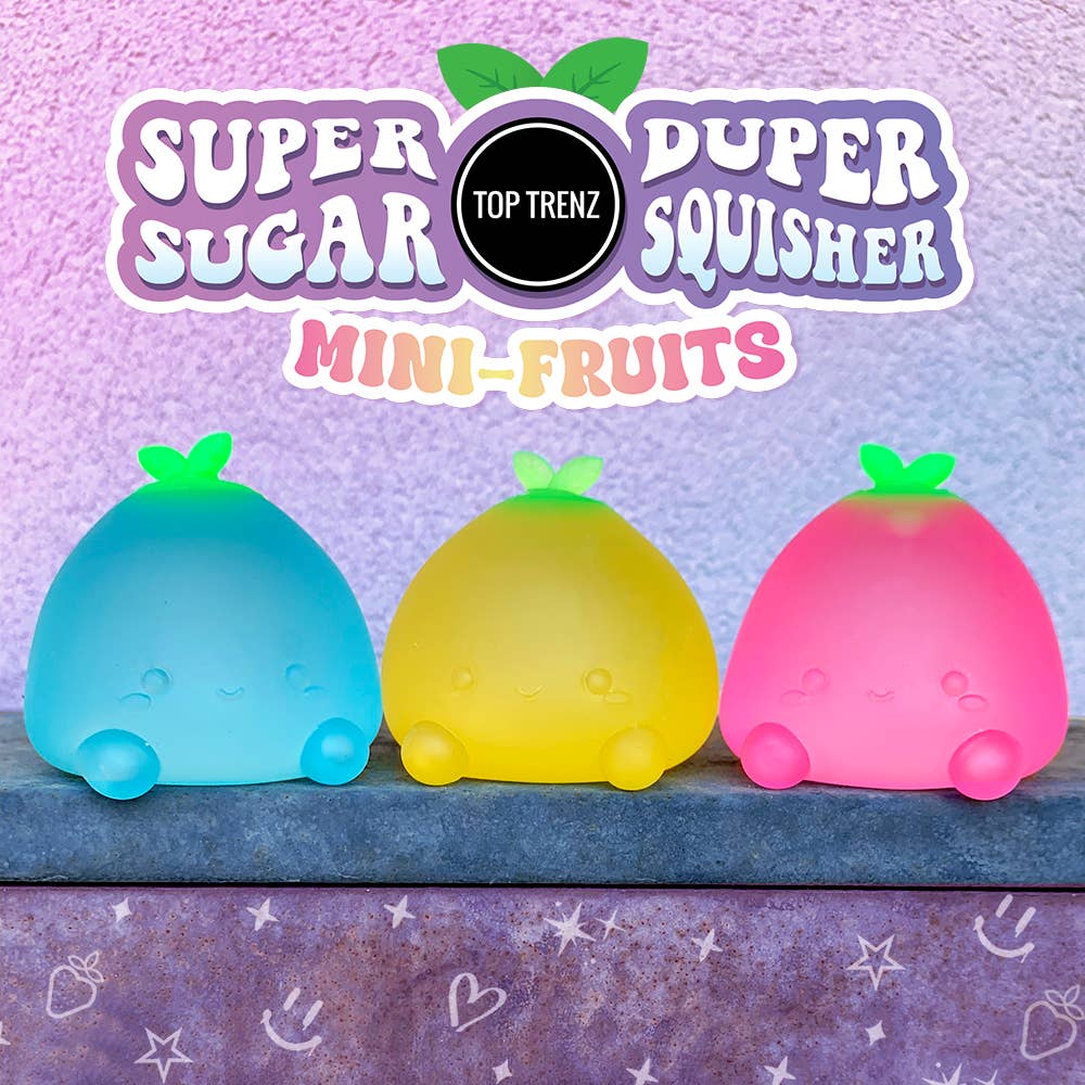 Top Trenz Inc - Super Duper Sugar Squisher - Mini Fruits 2 Pack set | Fidget | Squish (limit 1)