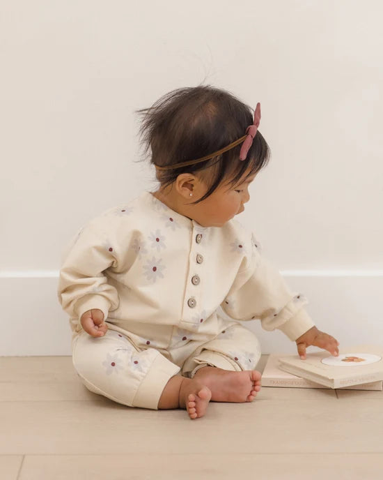Quincy Mae - Relaxed Fleece Jumpsuit || Blue Daisy