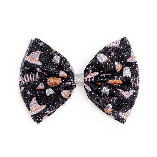 Sweet Wink - Boo Halloween Tulle Bow Clip - Kids Halloween Hair Bows