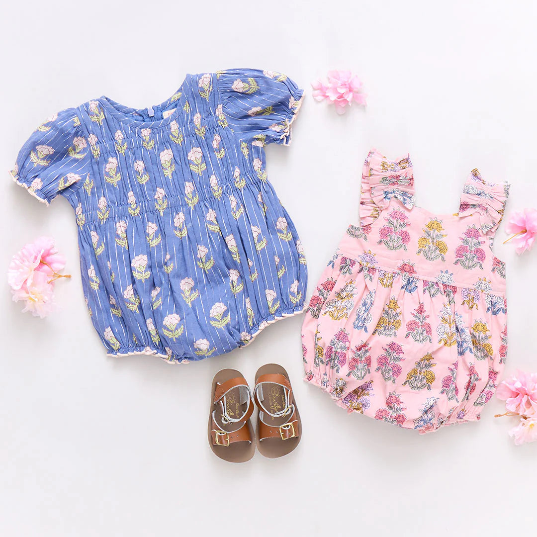 Pink Chicken - Baby Girls Waverly Bubble - Periwinkle Small Bud