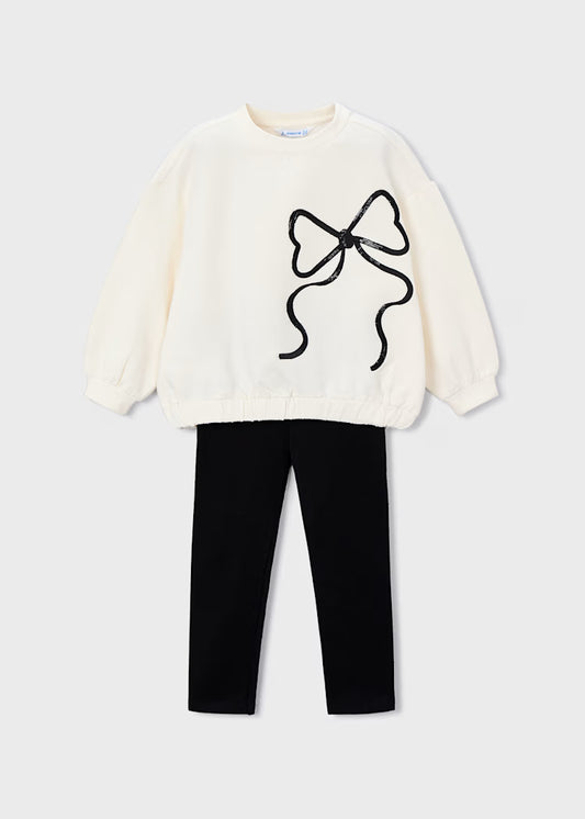 Mayoral - Bow Pullover & Black Legging Set