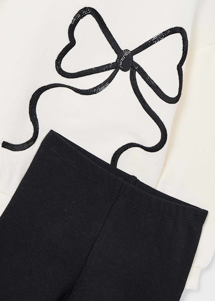 Mayoral - Bow Pullover & Black Legging Set