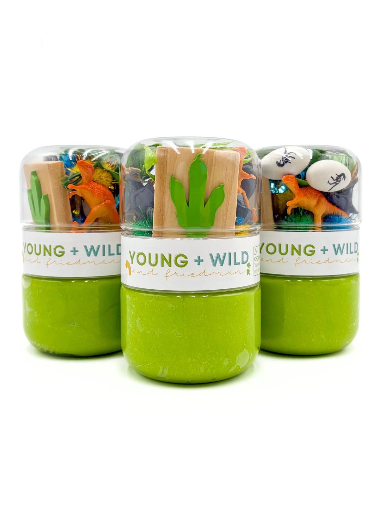 Young + Wild and Friedman - Dinosaur Grab & Go Dough Jar