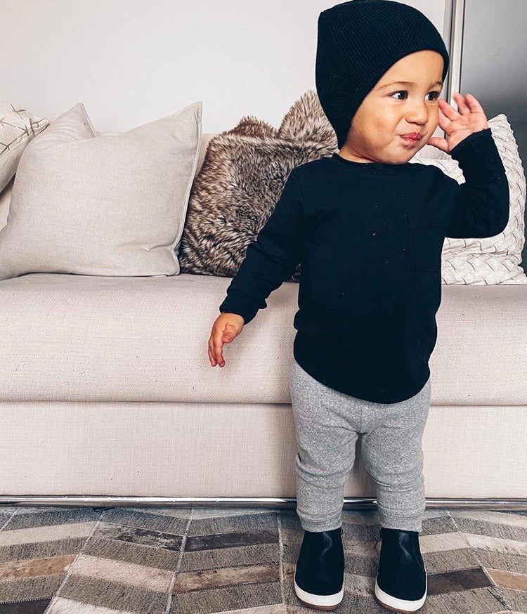 Little Bipsy  - Black Long Sleeve Pocket Tee