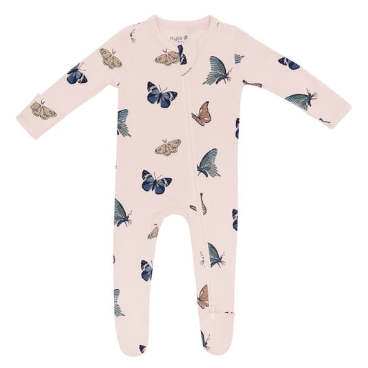 Kyte Baby - Zippered Blush Butterfly Footie