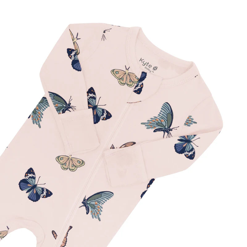 Kyte Baby - Zippered Blush Butterfly Footie