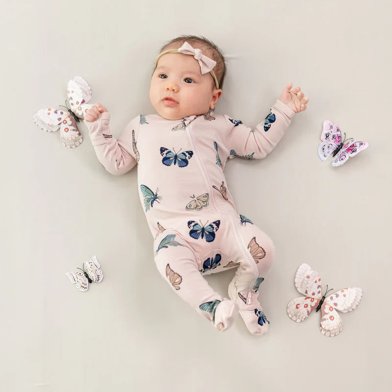 Kyte Baby - Zippered Blush Butterfly Footie