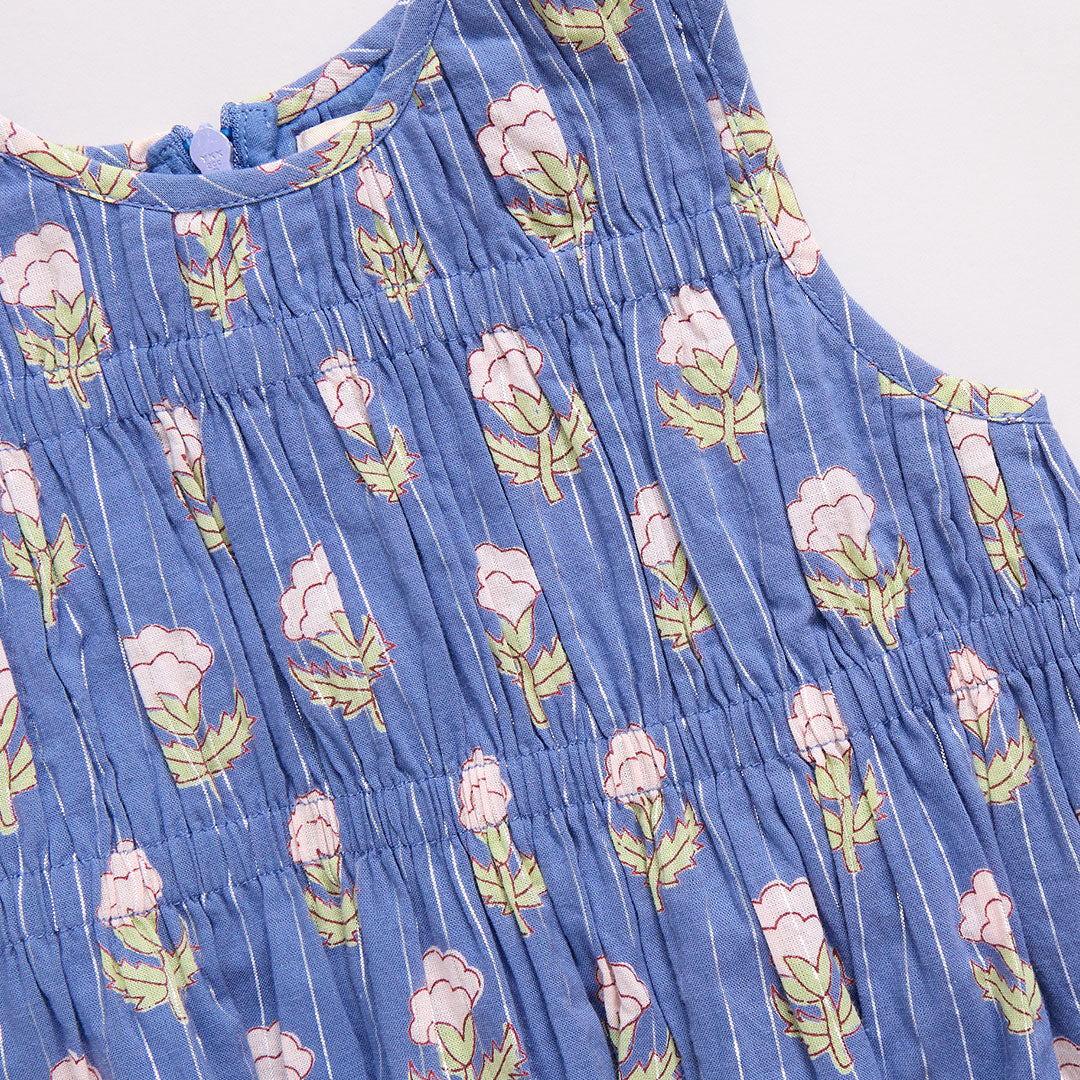 Pink Chicken - Girls Sleeveless Waverly Dress - Periwinkle Small Bud