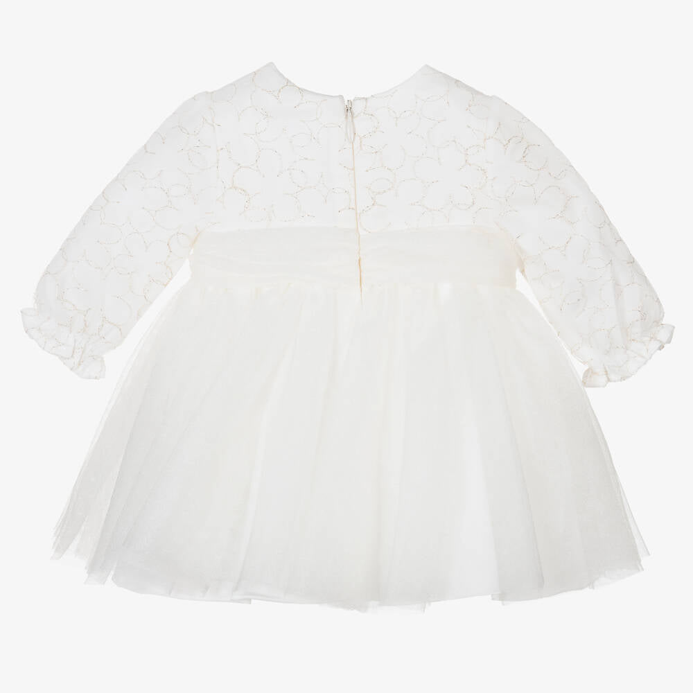 Mayoral - Ivory Flower Tulle Sparkle Dress
