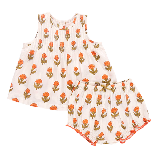 Pink Chicken - Baby Girls Jaipur 2-Piece Set - Small Orange Bud