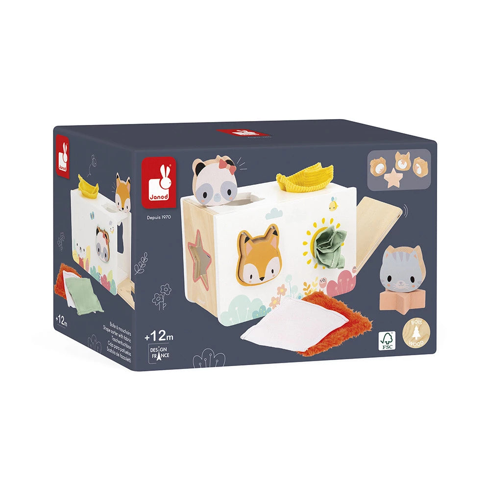 Janod - Pure Fabrics Shape Sorter Box
