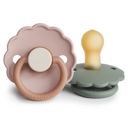 FRIGG - Daisy Natural Rubber Pacifier 2-Pack in Biscuit/Lily Pad