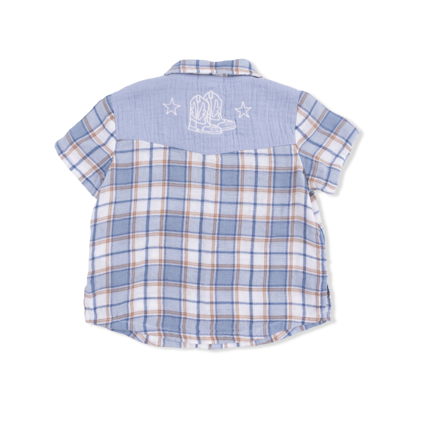 Angel Dear - Western Boot Plaid - Short Sleeve Western Pearl Snap Shirt with Casual Short