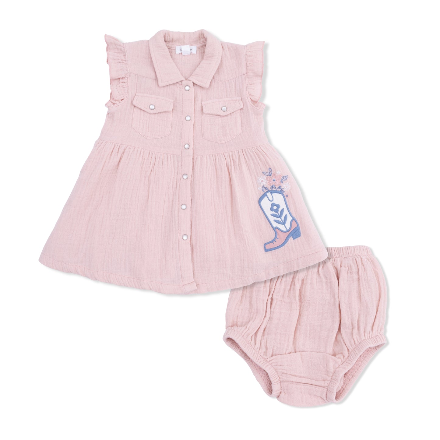 Angel Dear - Yee Haw Cowgirl - Western Pearl Snap Dress & Bloomer