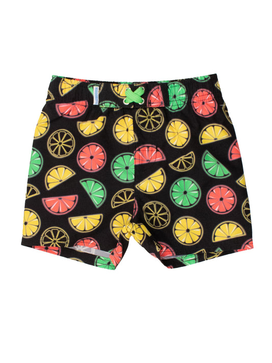 Rufflebutts/Ruggedbutts - Neon Black Citrus Swim Trunks
