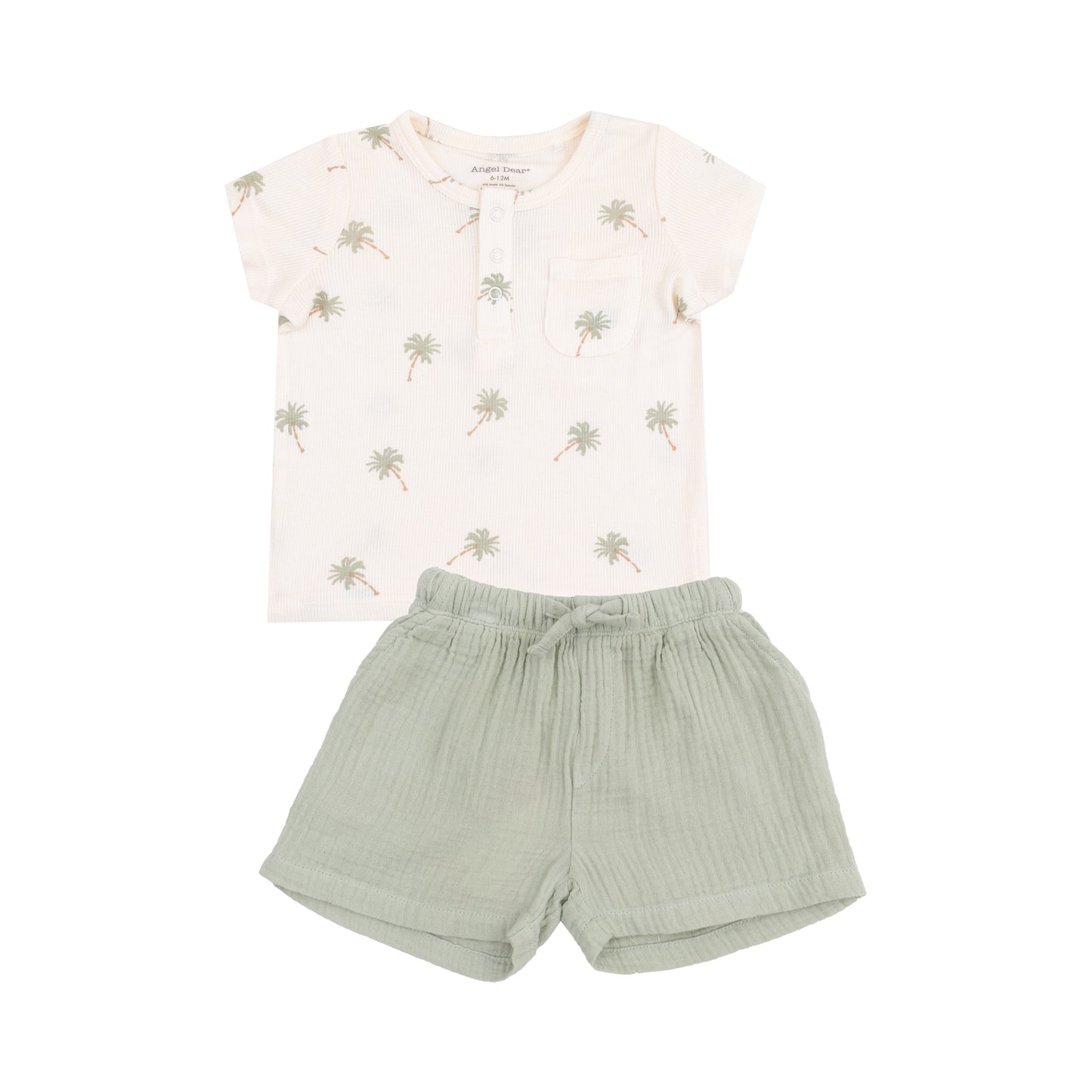 Angel Dear - Palm Trees Henley W/ Pocket + Muslin Short