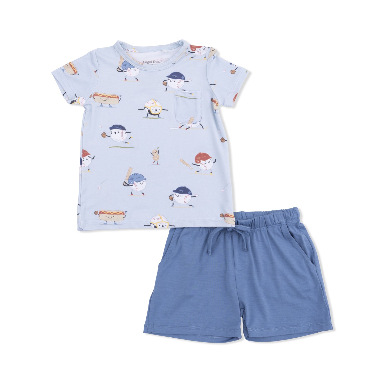 Angel Dear - Baseballs Playing Baseball Crew Neck Tee w/ Casual Shorts
