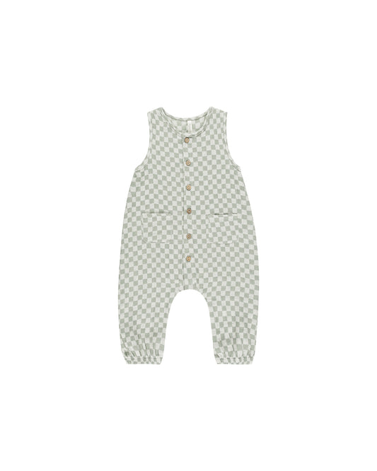 Rylee + Cru - Woven Jumpsuit || Sage Check