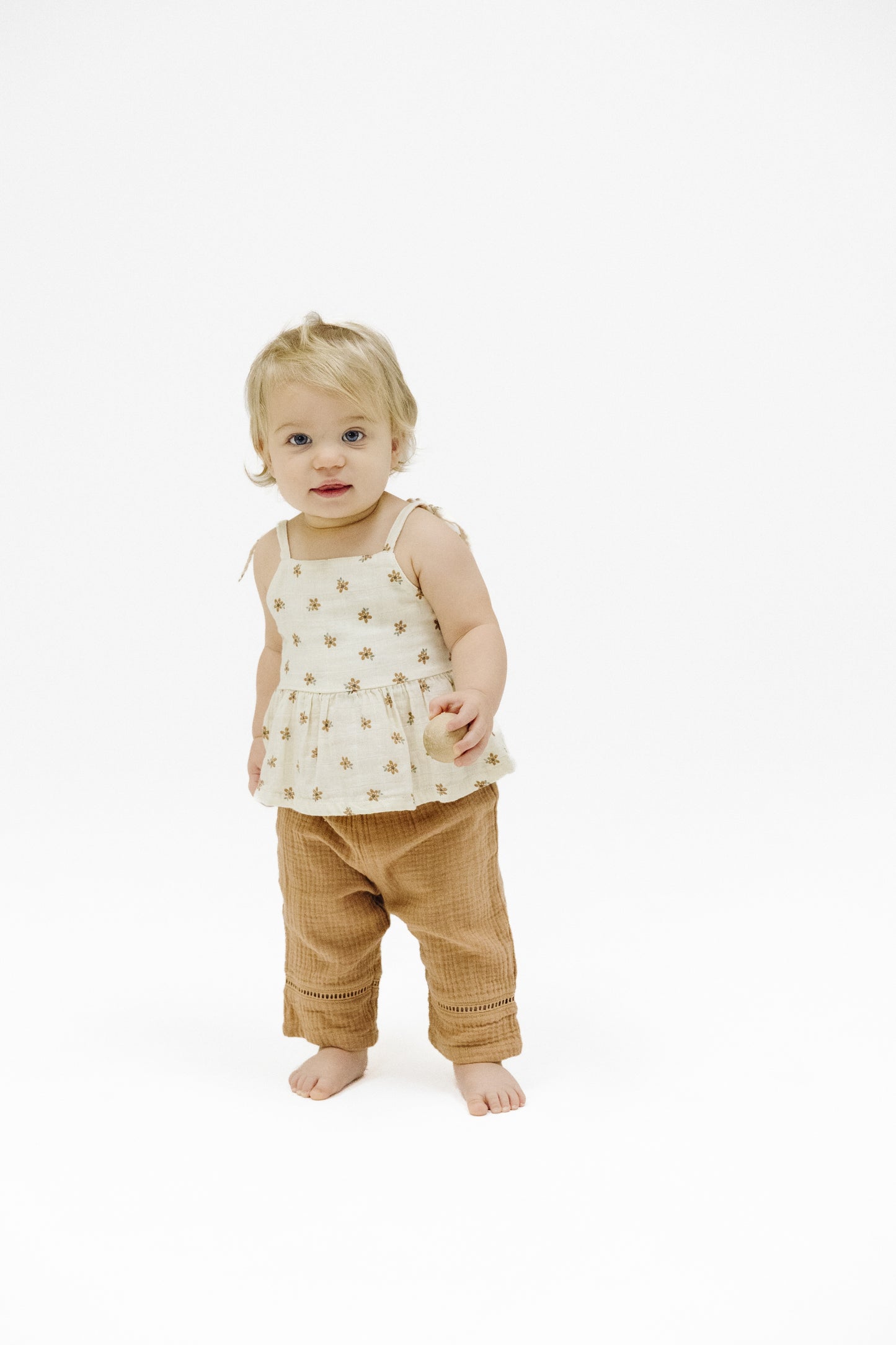 Angel Dear - Bitty Blooms Peplum Tank w/ Smocked Back & Waist Pants W/ Ladder Trim