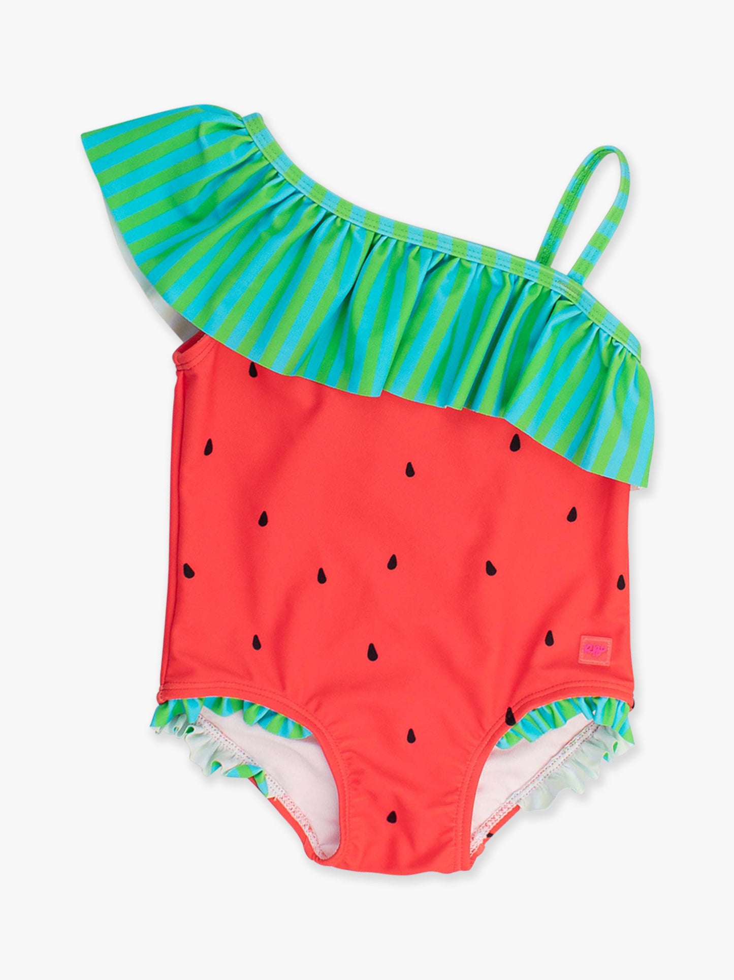 Rufflebutts -  Watermelon One Shoulder Ruffle One Piece