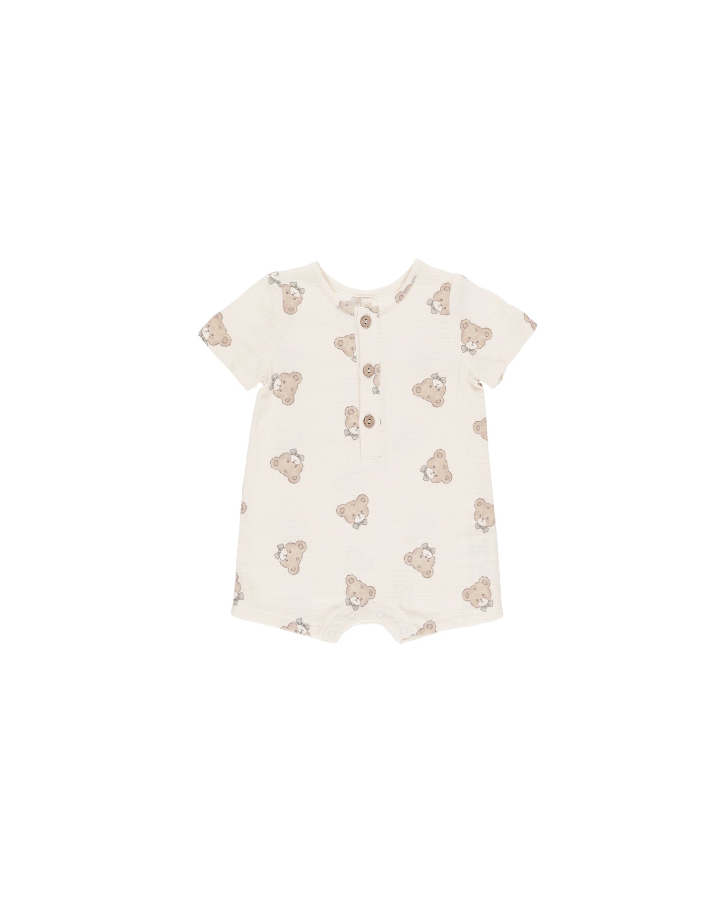 Quincy Mae - SHORT SLEEVE WOVEN ROMPER - TEDDY
