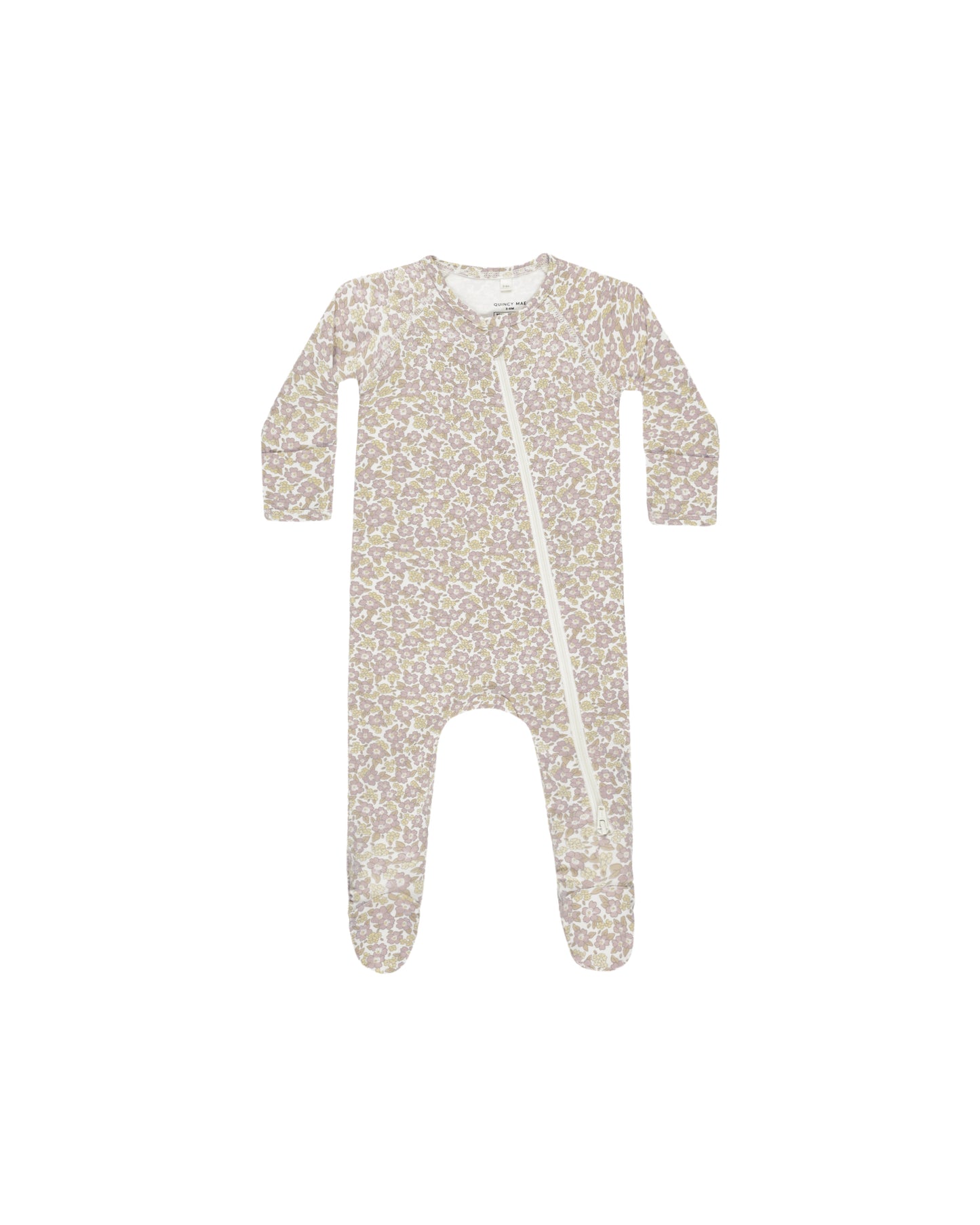 Quincy Mae - Bamboo Zip Footie || Purple Floral