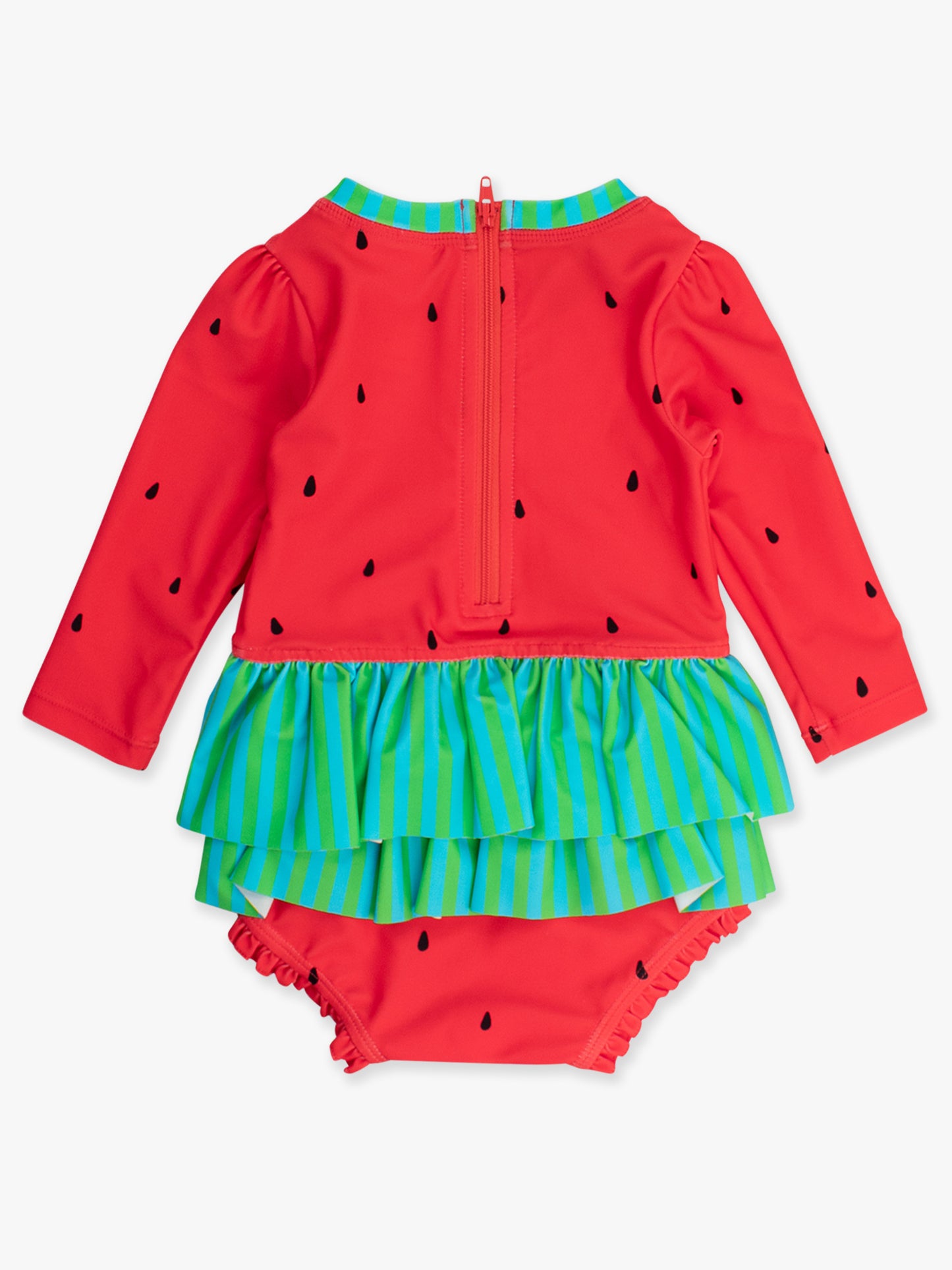 Rufflebutts - Watermelon Long Sleeve Skirted One Piece Rash Guard