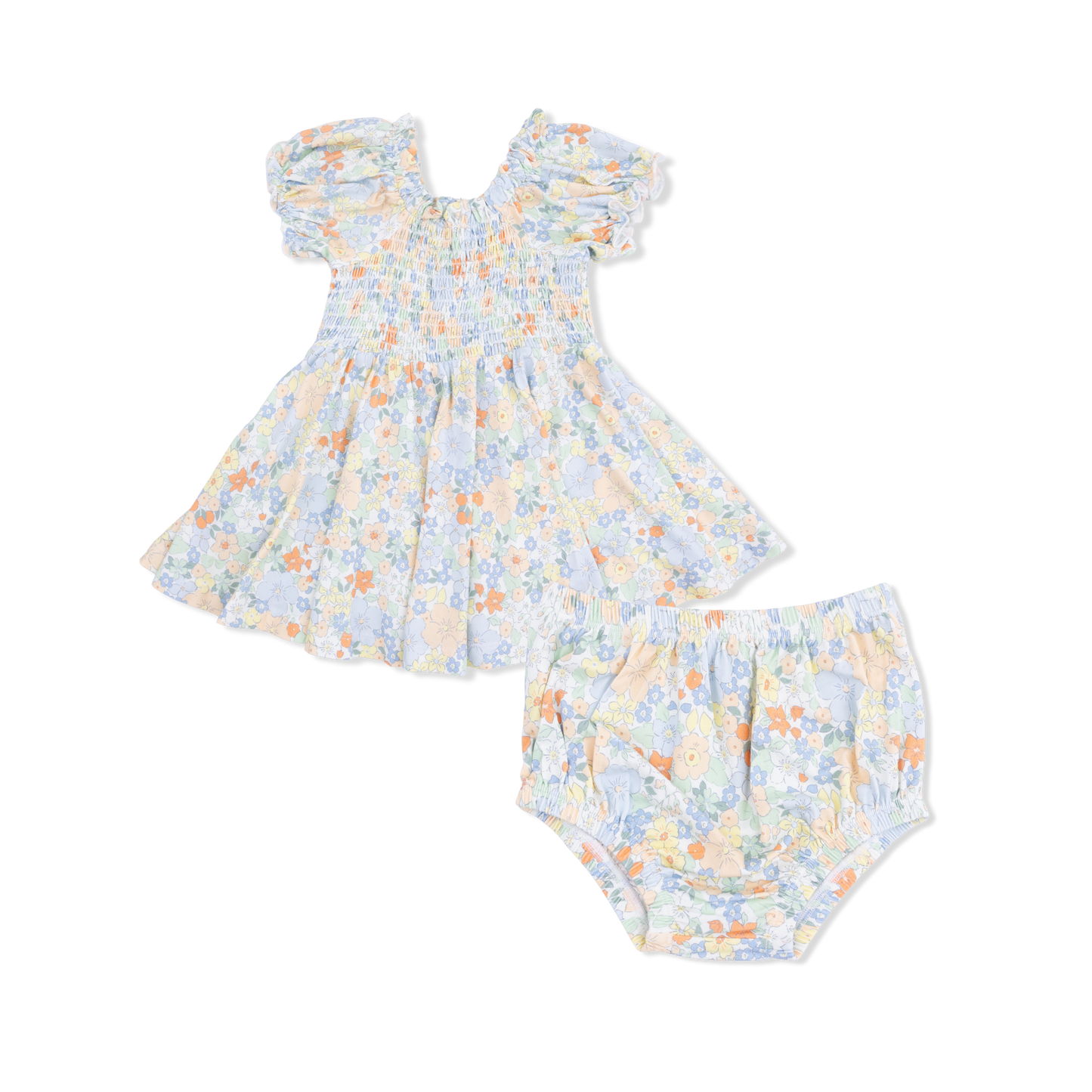Angel Dear - Georgia Floral Smocked Twirly Dress and Bloomer