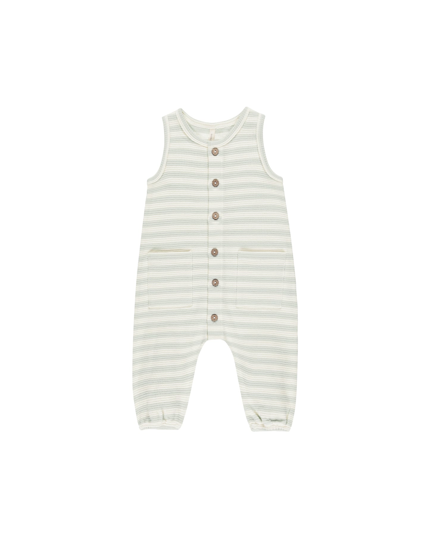 Quincy Mae - Mint Stripe Waffle Jumpsuit