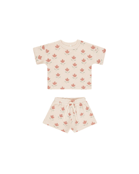 Quincy Mae - WAFFLE TEE + SHORT SET || TULIPS