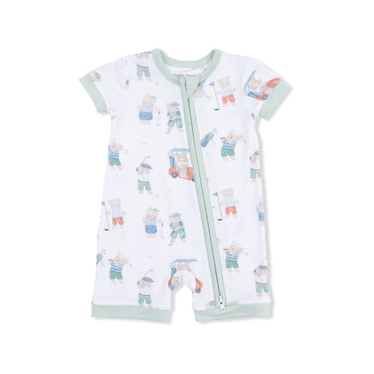 Angel Dear - Golfing Teddy Bears Shortie 2 Way Zipper Romper