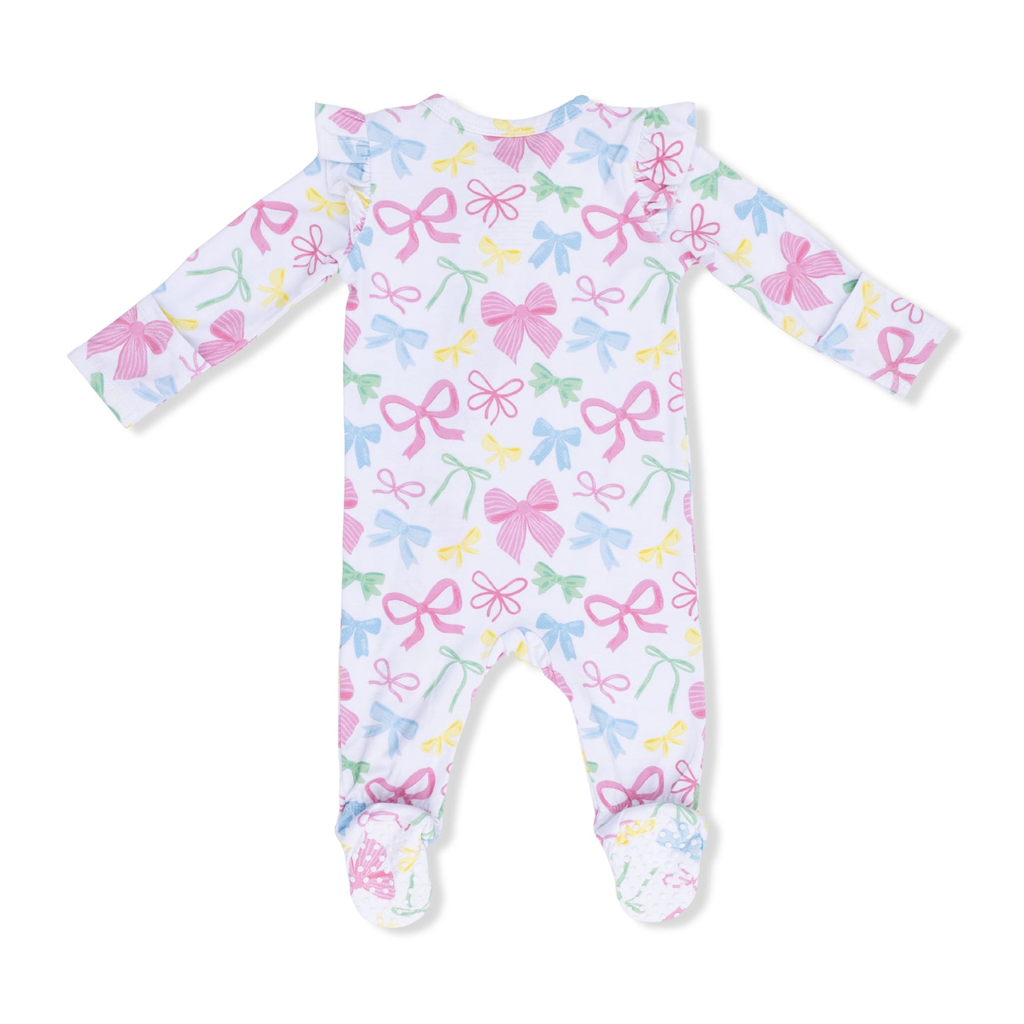 Angel Dear - Sweet Bows 2 Way Ruffle Sleeve Zipper Footie