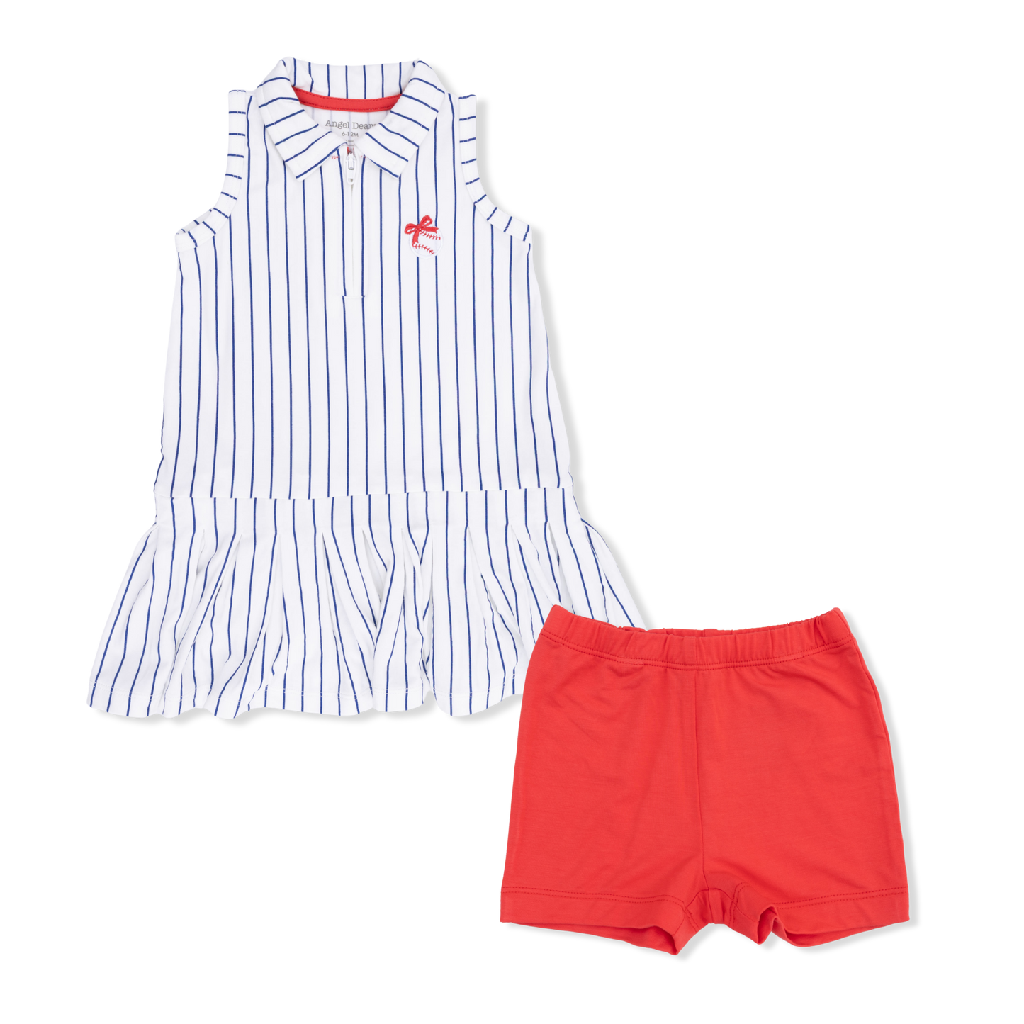 Angel Dear - Baseball Stripe Polo Dress with Cartwheel Short
