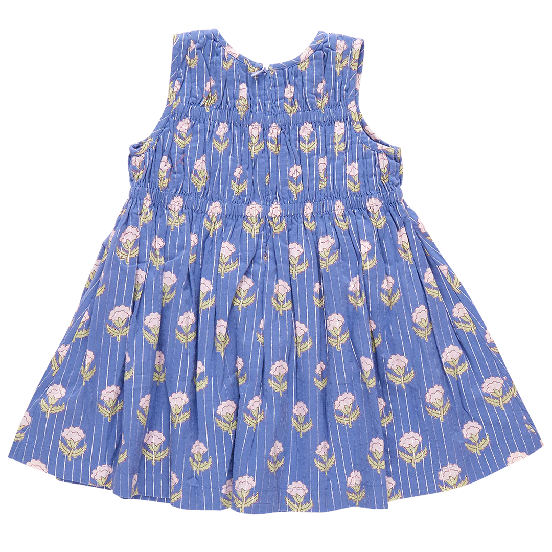 Pink Chicken - Girls Sleeveless Waverly Dress - Periwinkle Small Bud