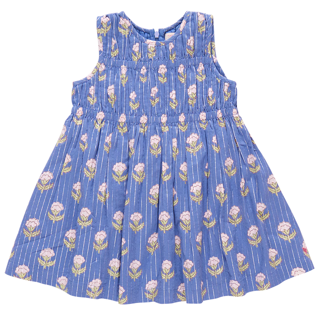 Pink Chicken - Girls Sleeveless Waverly Dress - Periwinkle Small Bud